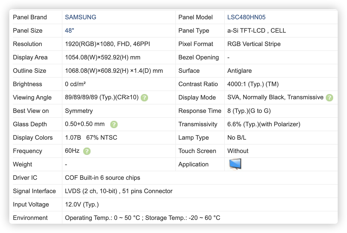 Koleksioni i produkteve të panelit SAMSUNG OPEN CELL 48 inç (11)