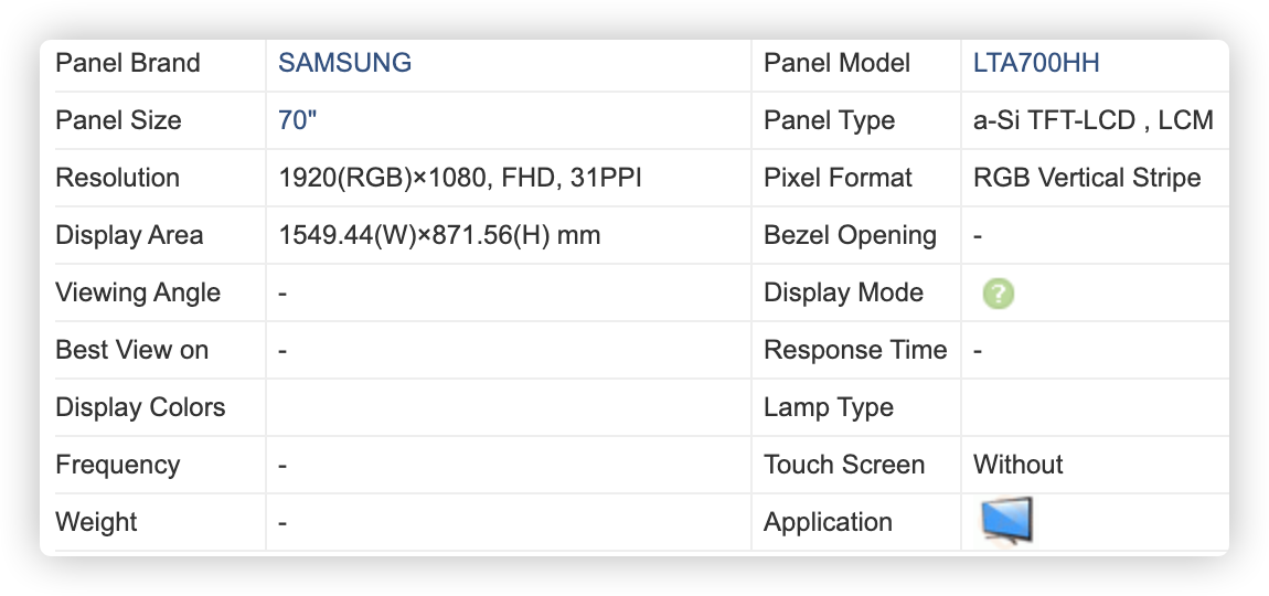 70 inch Samsung TV Panel OPEN CELL zosonkhanitsira (2)